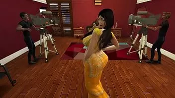 Riproduci Desi zia manju prende in giro ragazzi arrapati indossando un sexy sari giallo