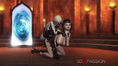 Jouer Porno animé en 3D : une sorcière satanique transexuelle baise le cul serré d'une adolescente dans un château sombre